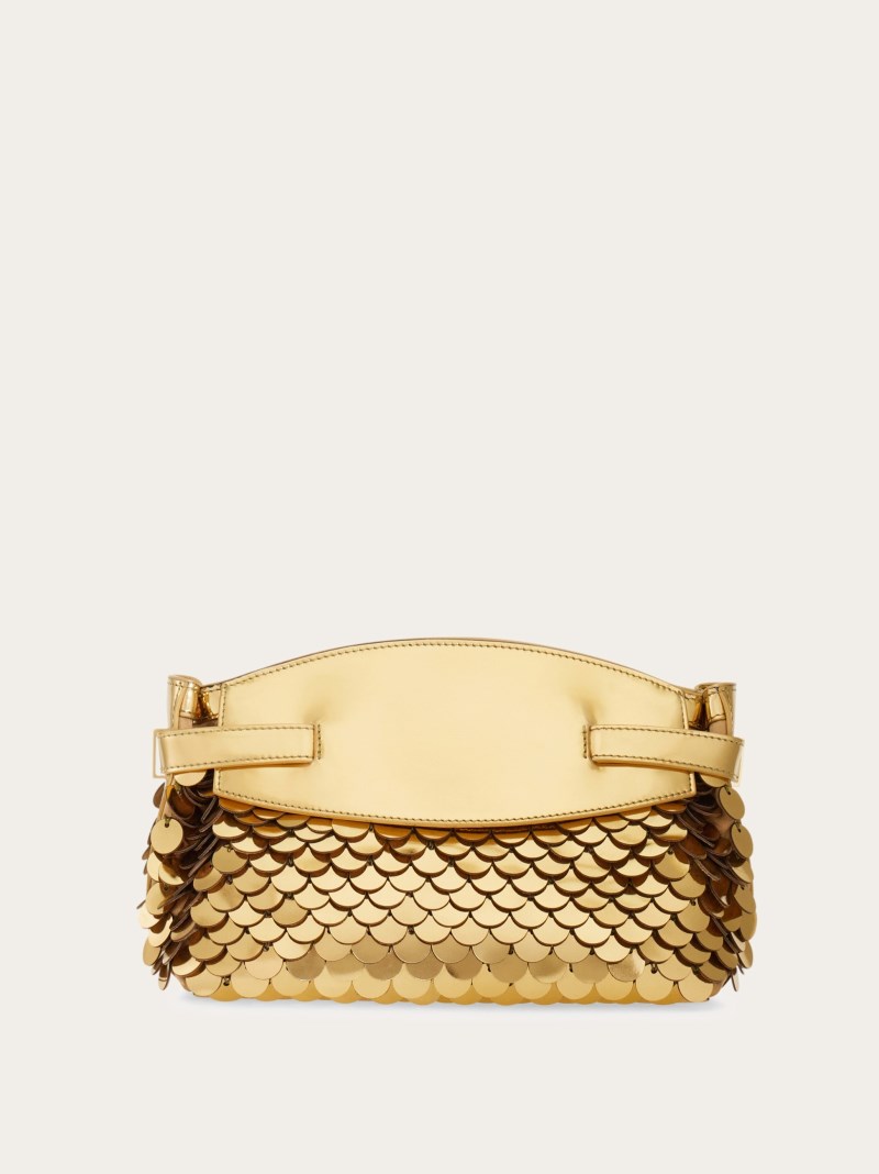 Ferragamo | Women's Hug Soft Crossbody Bag With Sequins - Gold