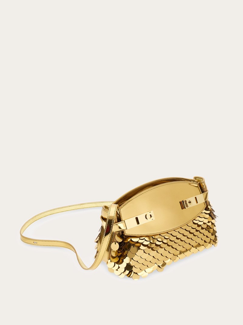 Ferragamo | Women's Hug Soft Crossbody Bag With Sequins - Gold