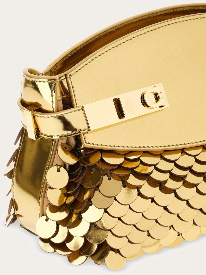 Ferragamo | Women's Hug Soft Crossbody Bag With Sequins - Gold