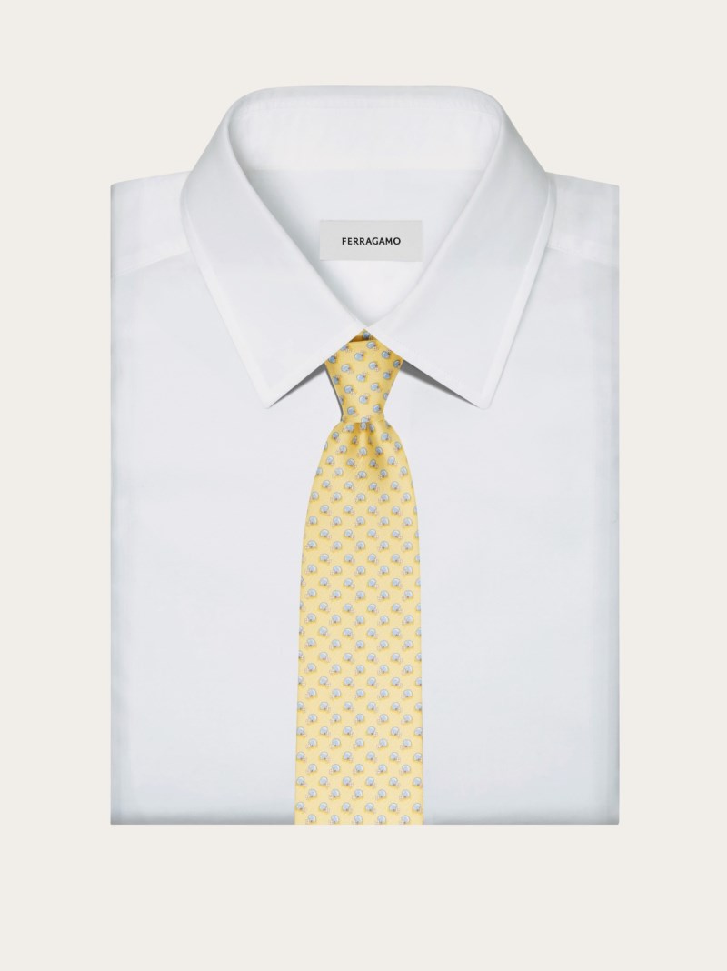 Ferragamo | Men's Football Print Silk Tie - Yellow