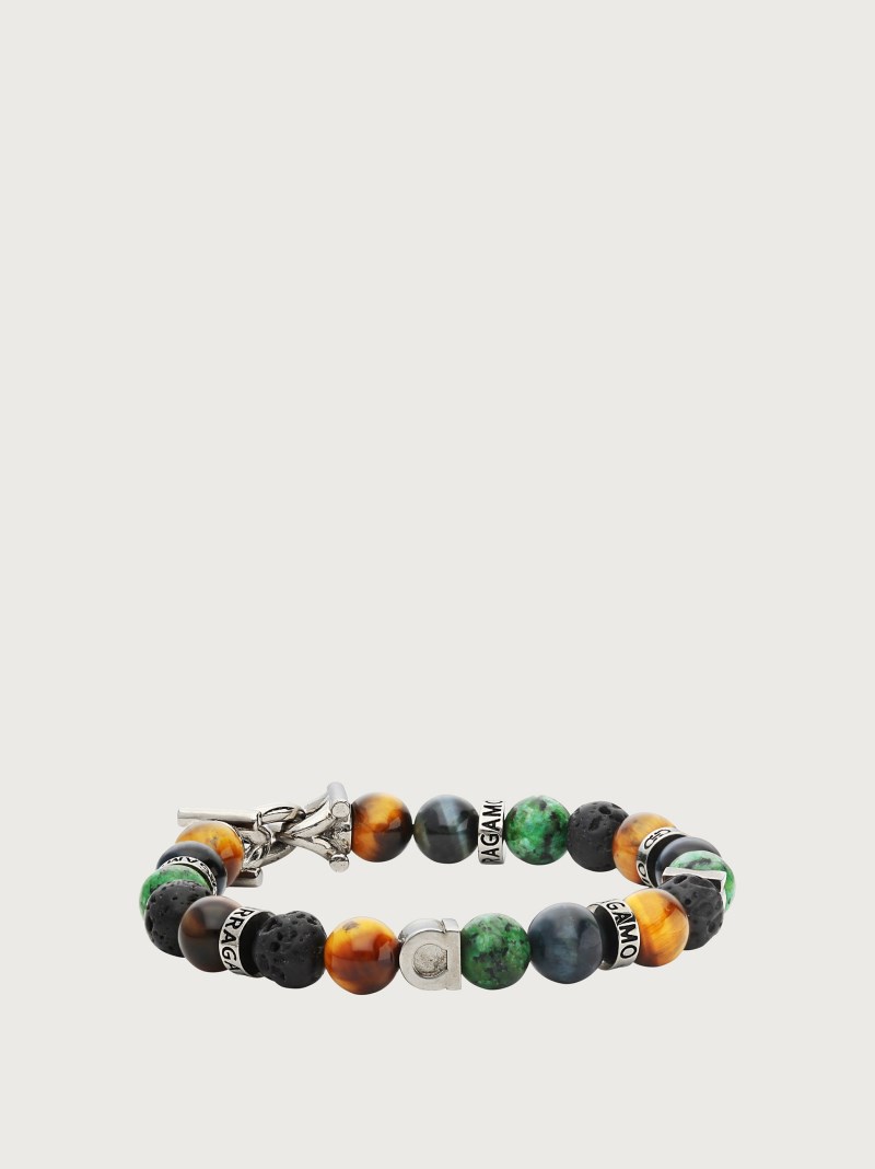 Ferragamo | Men's Elasticated Bracelet With Gancini - Multicolor (Size 17)
