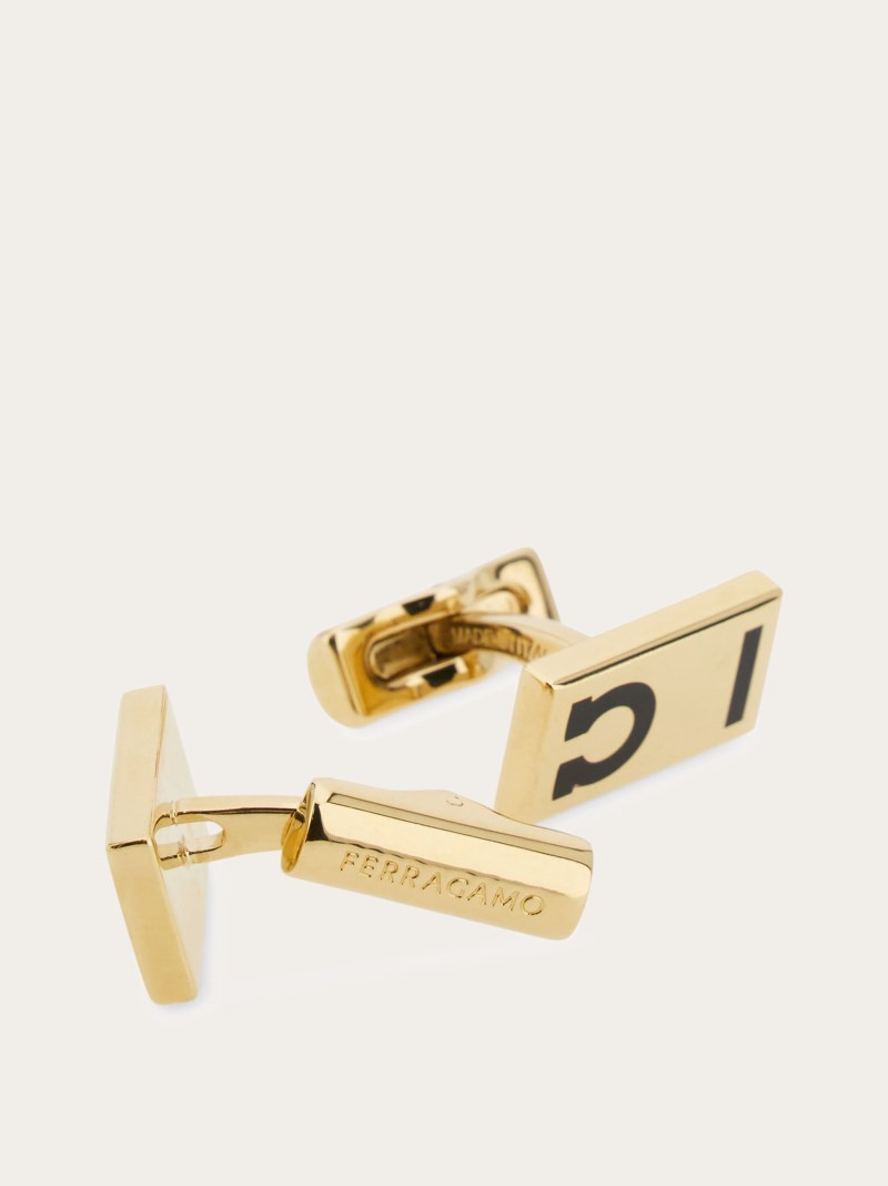 Ferragamo | Men's Gancini Hug Cuff Links - Gold/Black