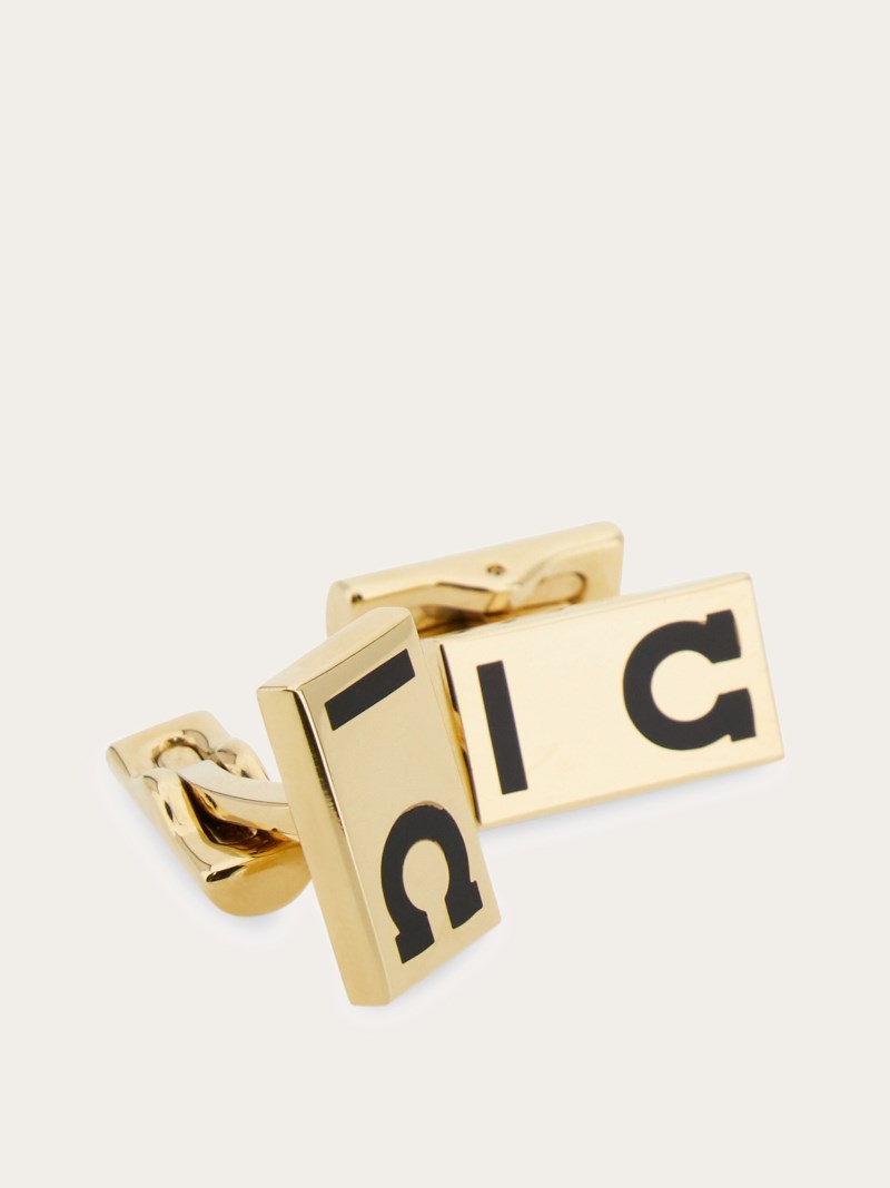 Ferragamo | Men's Gancini Hug Cuff Links - Gold/Black