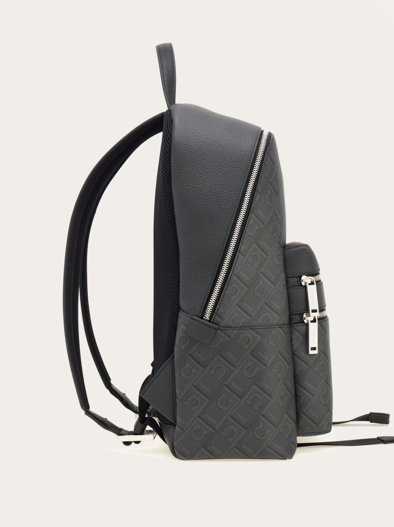 Ferragamo | Men's Embossed Backpack - Black/Grey
