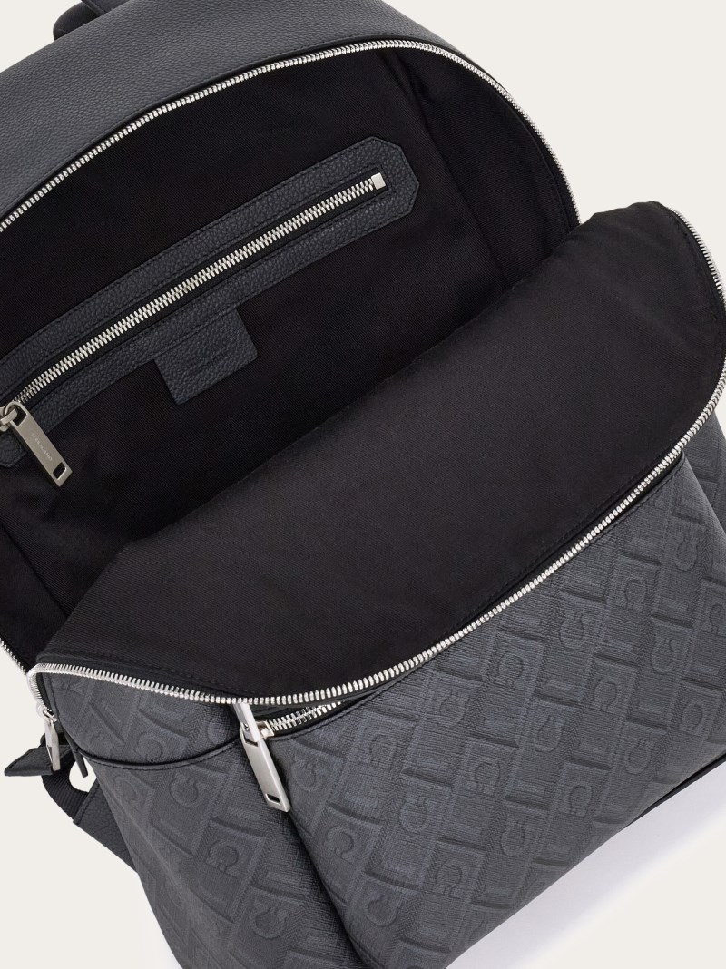 Ferragamo | Men's Embossed Backpack - Black/Grey