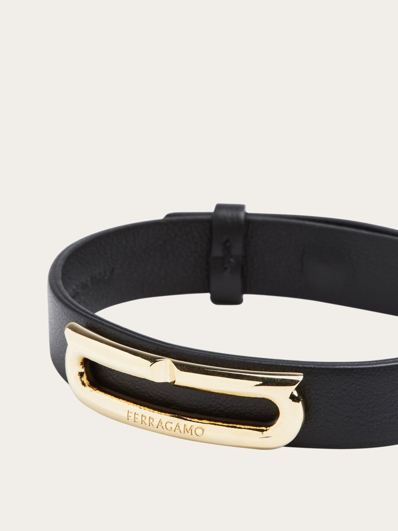 Ferragamo | Men's Bracelet With Gancini Ornament - Black