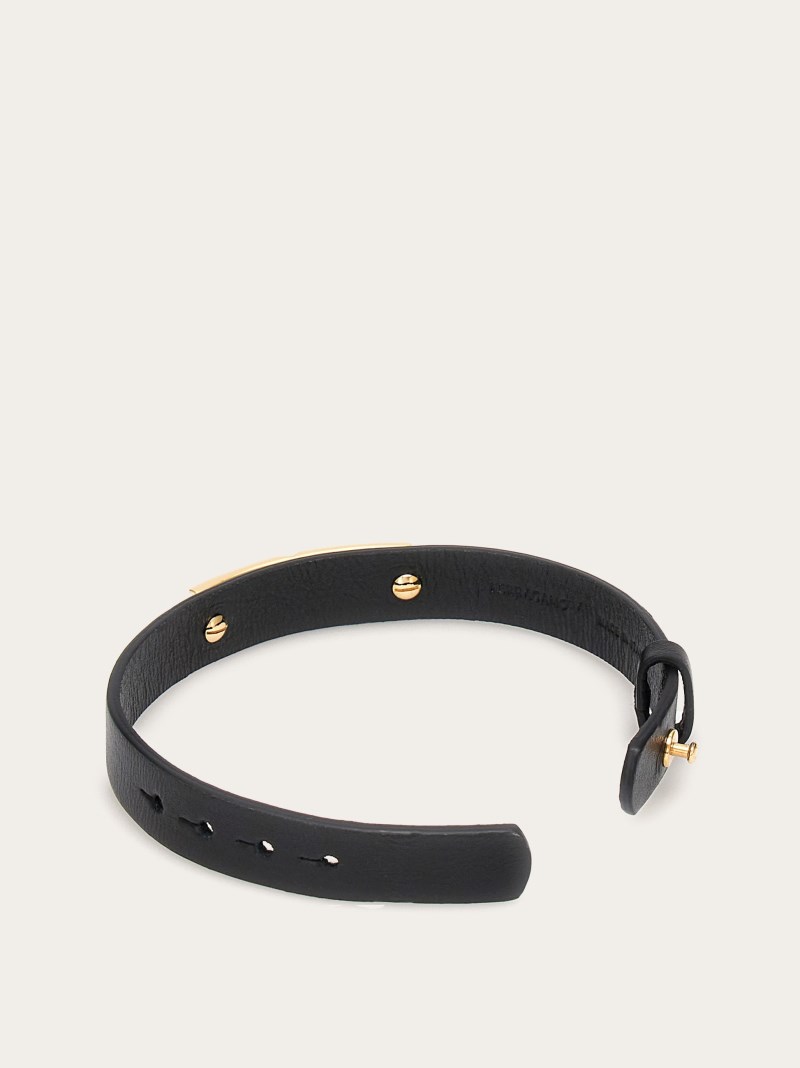 Ferragamo | Men's Bracelet With Gancini Ornament - Black