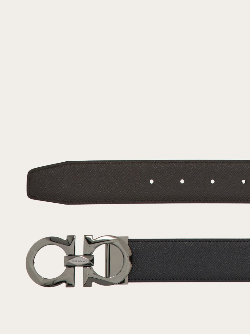 Ferragamo | Men's Reversible And Adjustable Gancini Belt - Black/Testa Di Moro