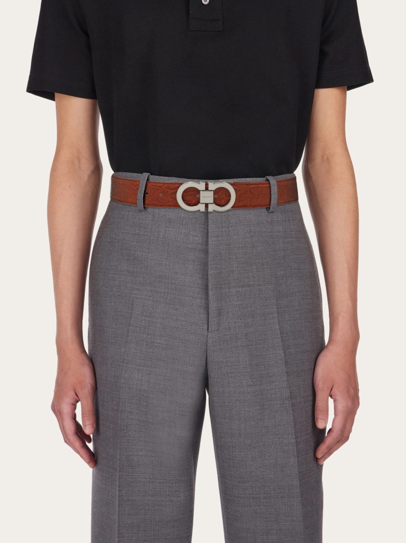 Ferragamo | Men's Adjustable Gancini Belt - Mogensen Brown