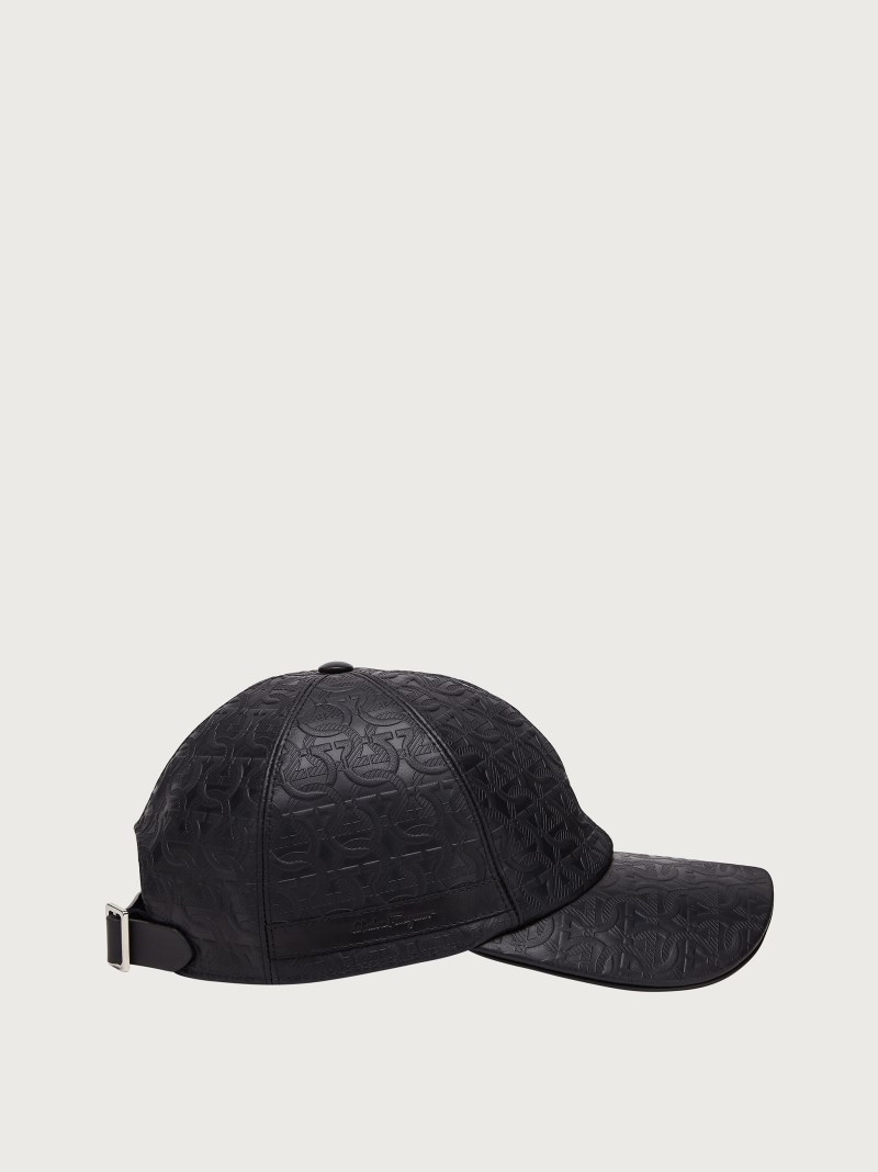 Ferragamo | Men's Leather Gancini Baseball Cap - Black
