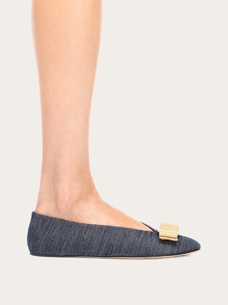 Ferragamo | Women's Vara Bow Ballet Flat - Denim