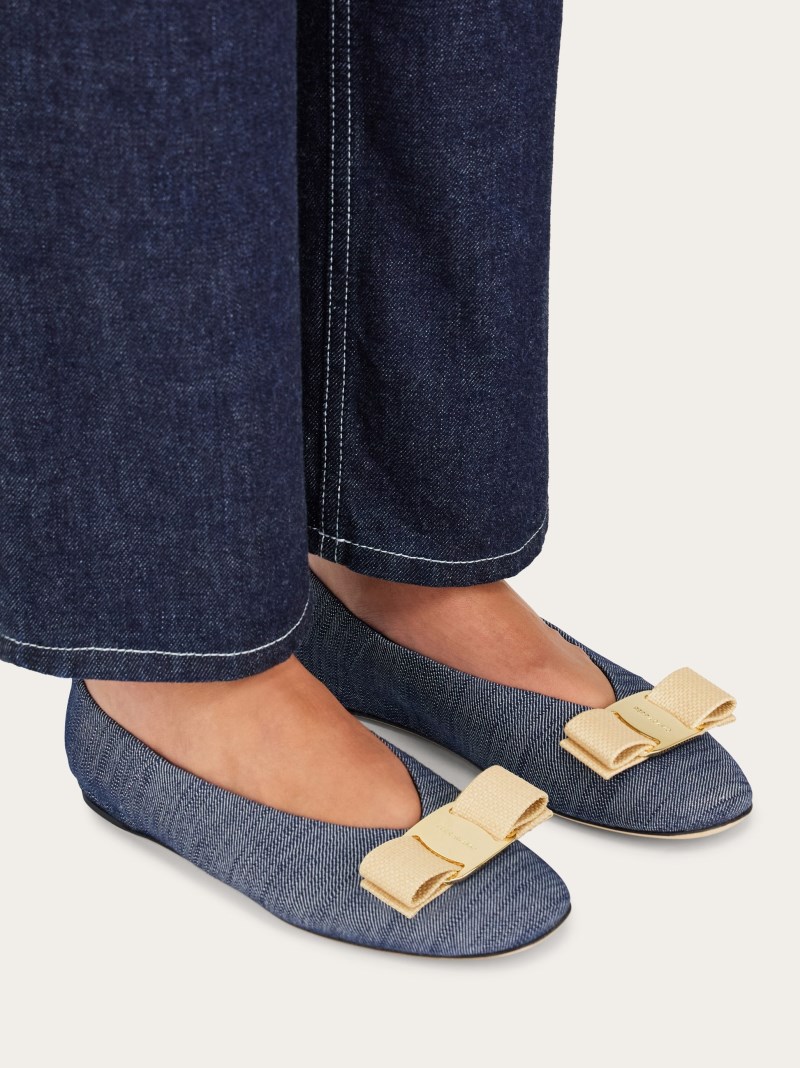 Ferragamo | Women's Vara Bow Ballet Flat - Denim