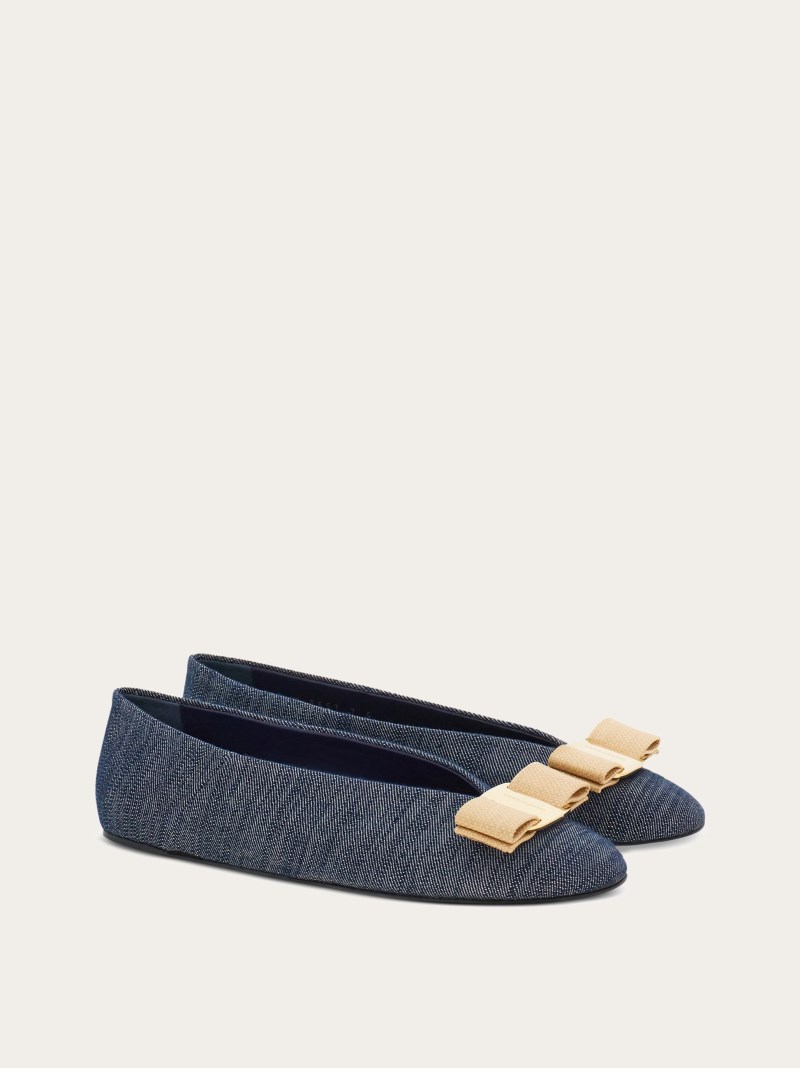 Ferragamo | Women's Vara Bow Ballet Flat - Denim