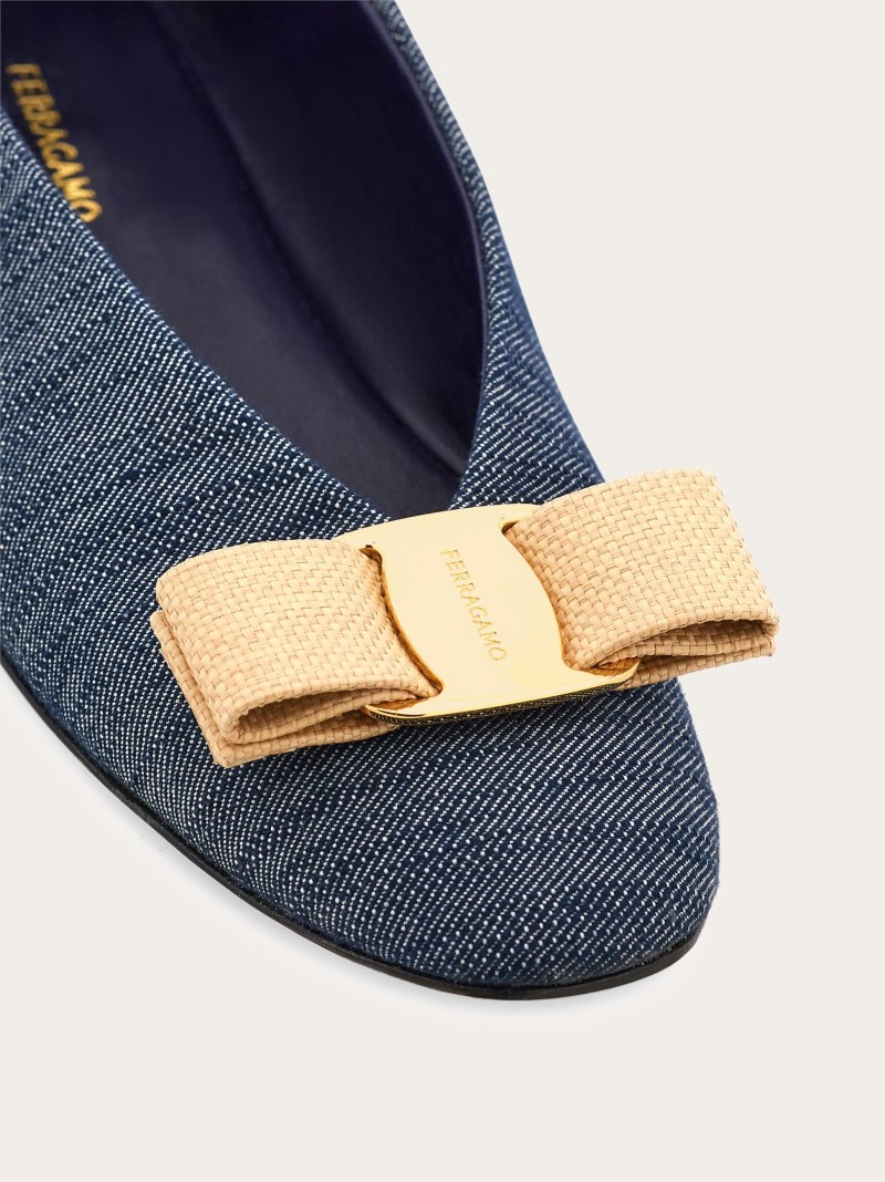 Ferragamo | Women's Vara Bow Ballet Flat - Denim