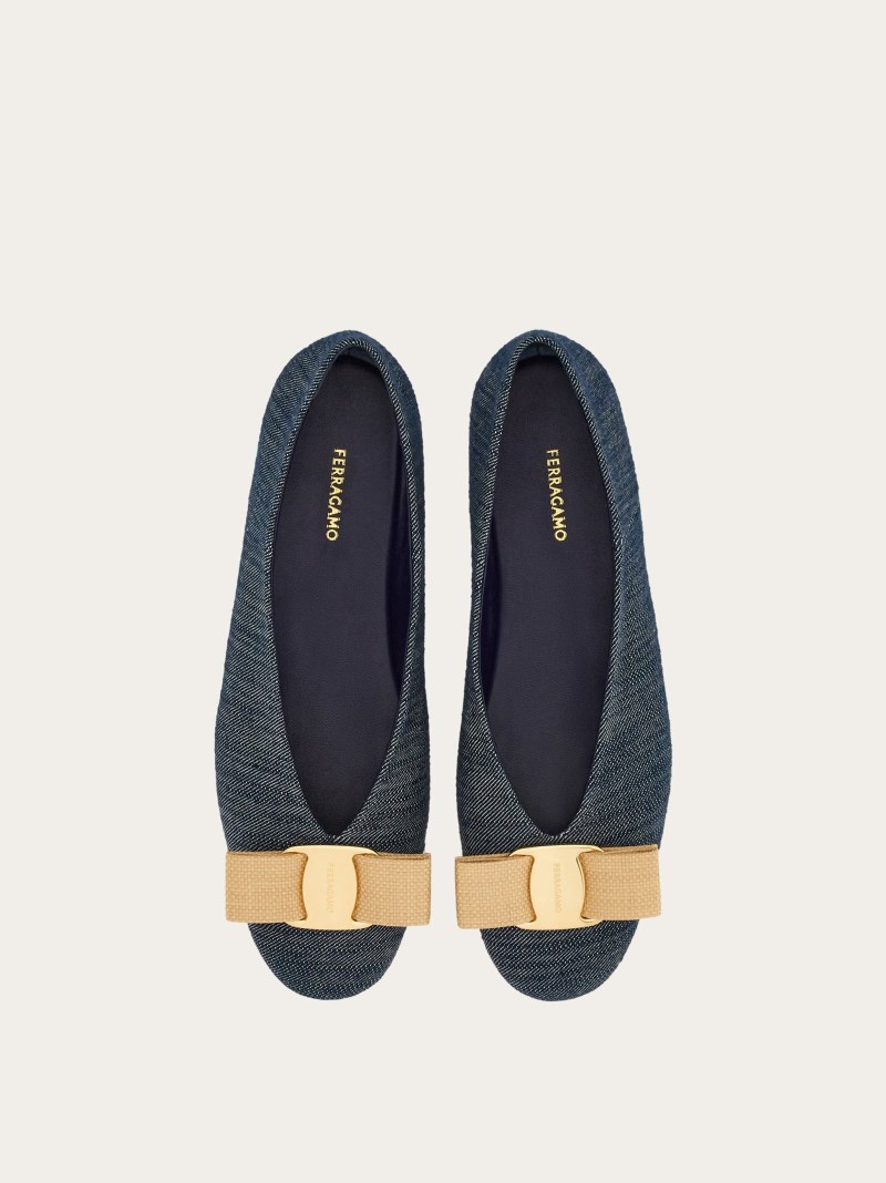 Ferragamo | Women's Vara Bow Ballet Flat - Denim