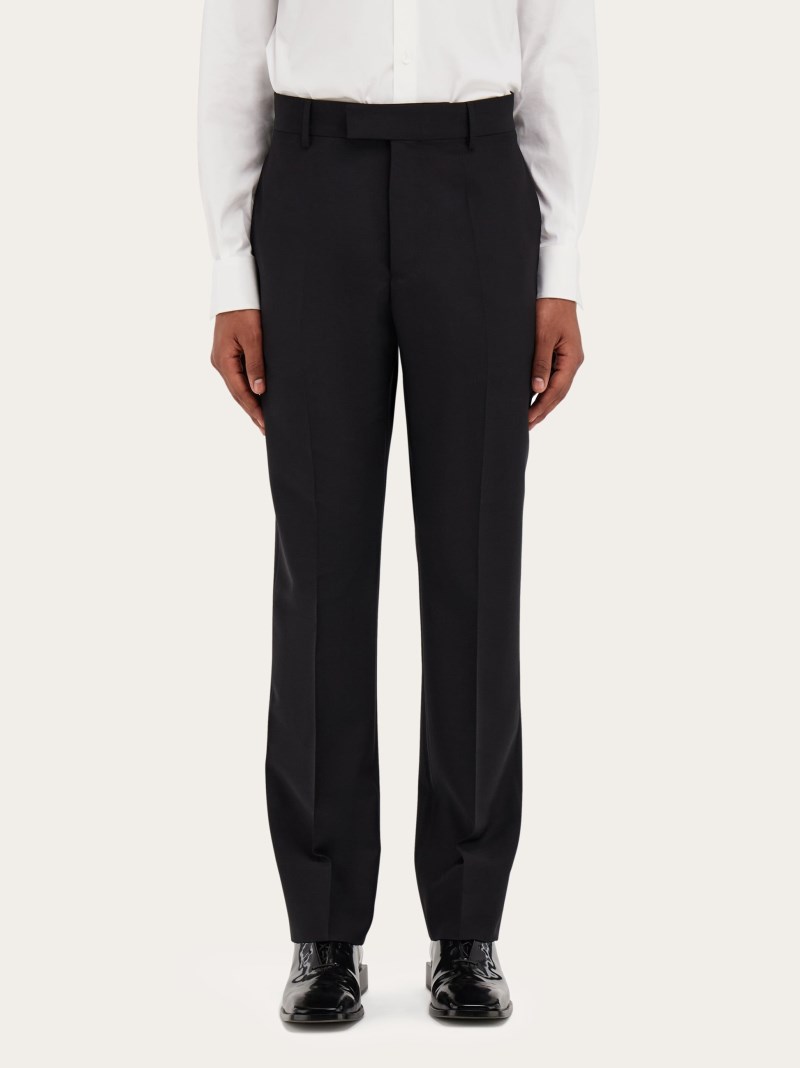 Ferragamo | Men's Flat Front Tailored Trouser - Black