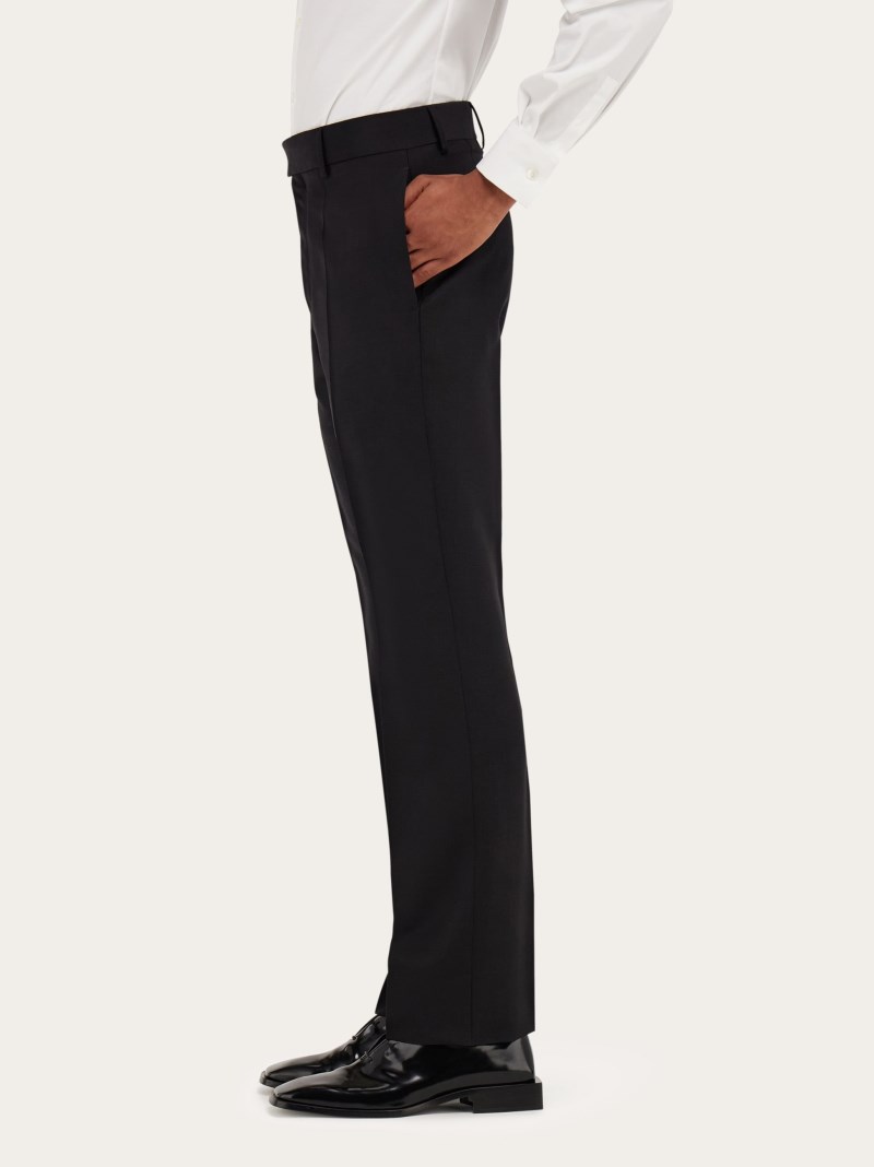 Ferragamo | Men's Flat Front Tailored Trouser - Black