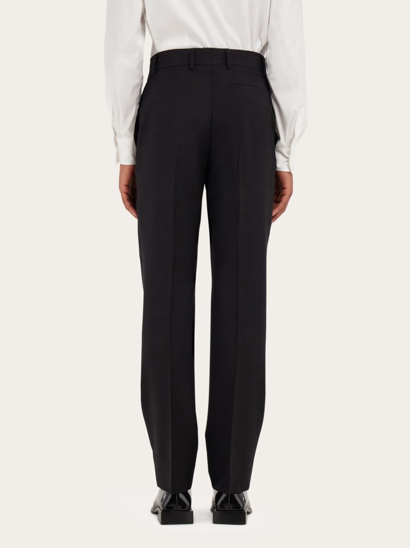 Ferragamo | Men's Flat Front Tailored Trouser - Black