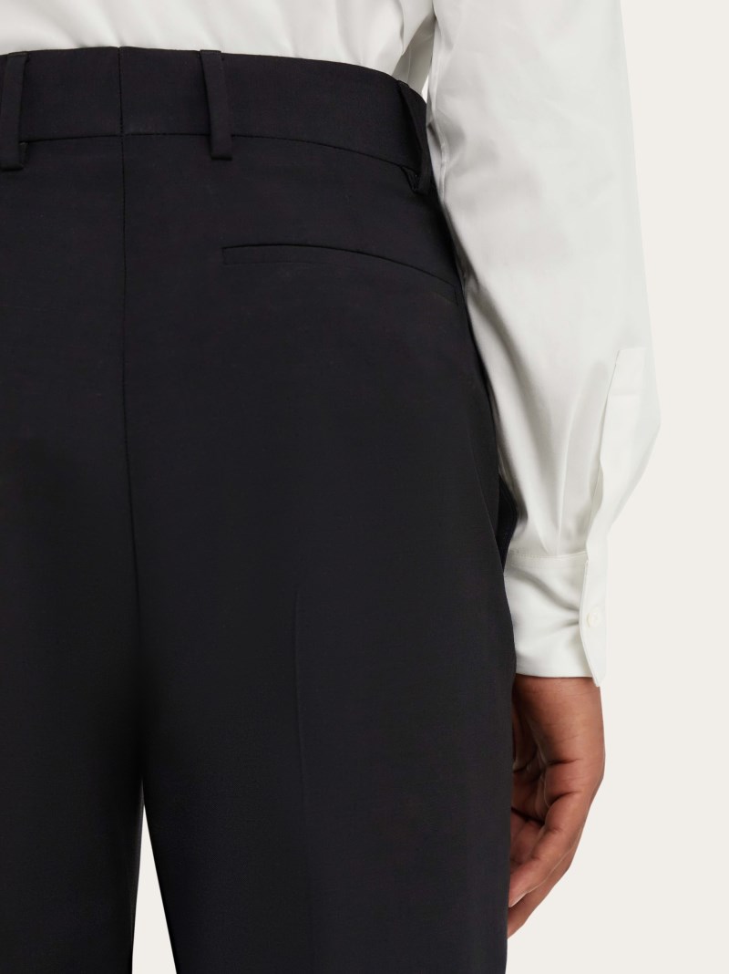 Ferragamo | Men's Flat Front Tailored Trouser - Black