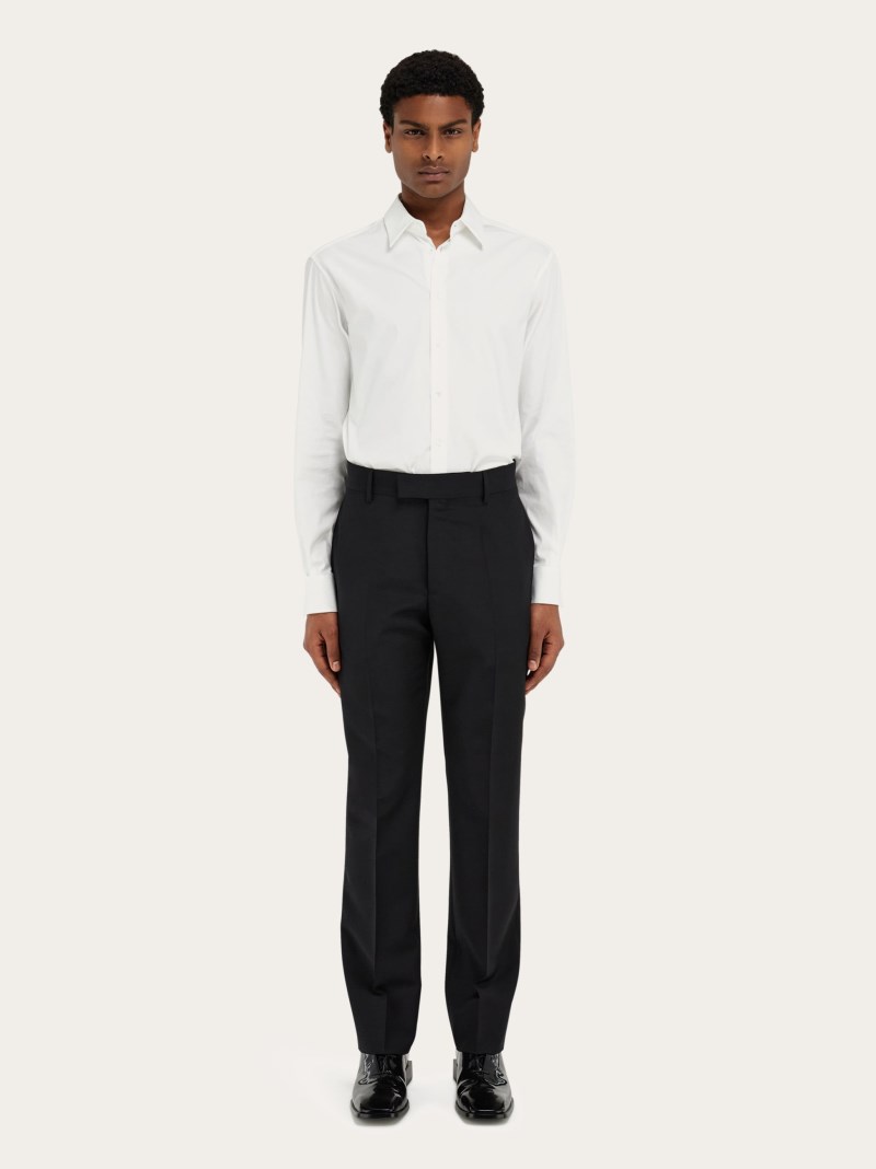 Ferragamo | Men's Flat Front Tailored Trouser - Black