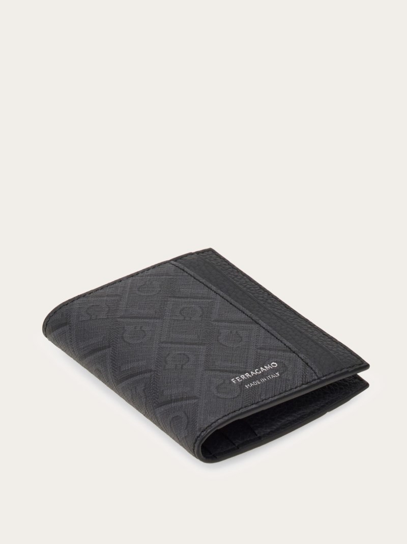 Ferragamo | Men's Monogram Credit Card Holder - Black/Grey