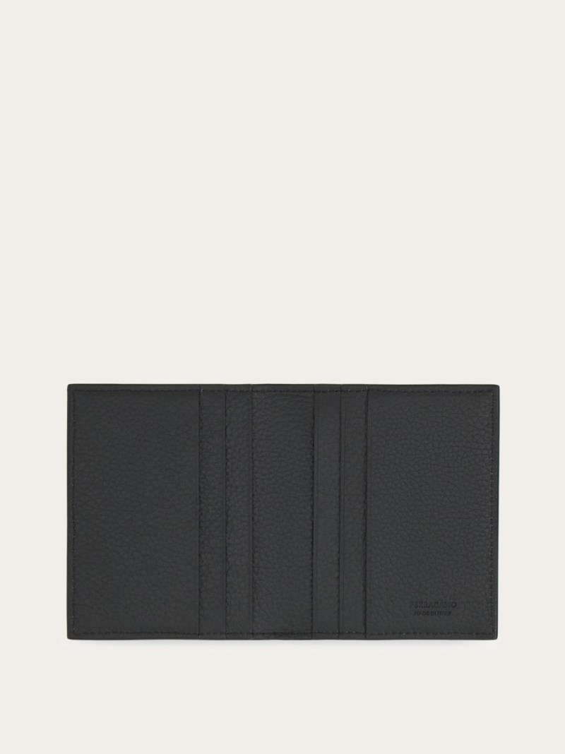 Ferragamo | Men's Monogram Credit Card Holder - Black/Grey