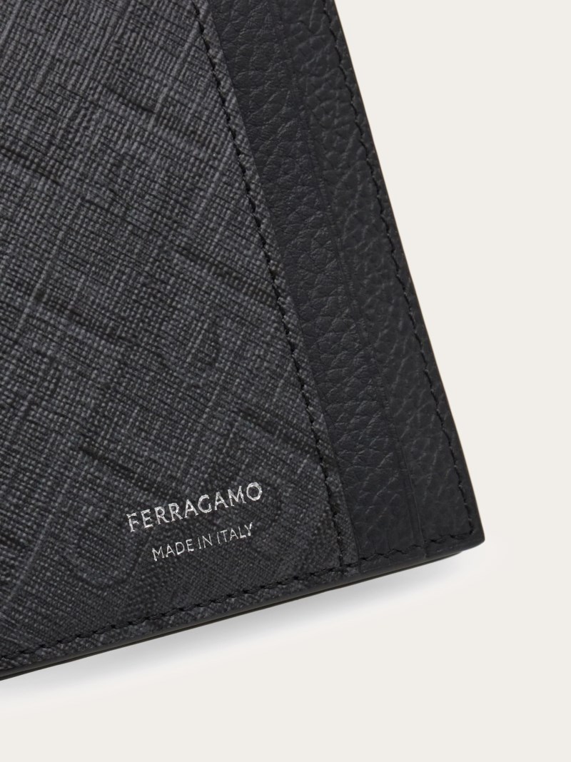 Ferragamo | Men's Monogram Credit Card Holder - Black/Grey