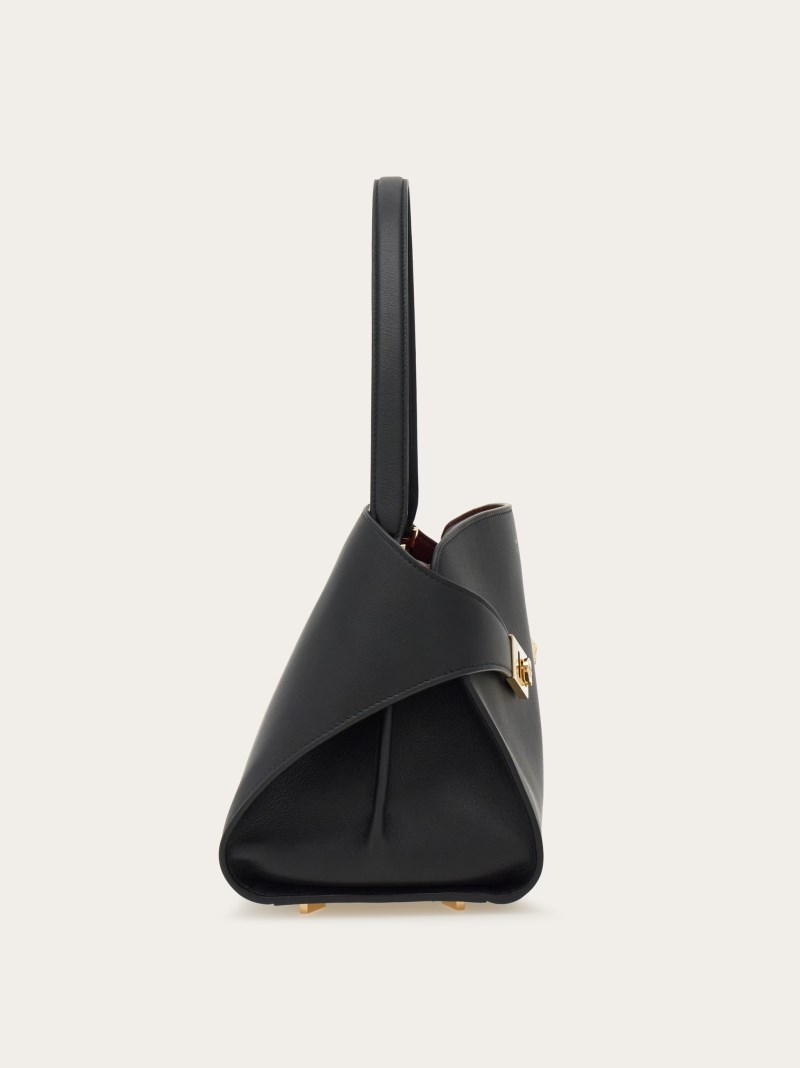Ferragamo | Women's Hug Soft Bicolor Shoulder Bag - Black/Burgundy