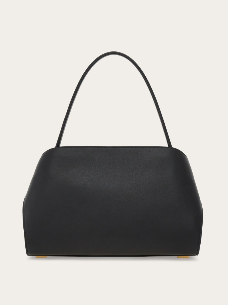 Ferragamo | Women's Hug Soft Bicolor Shoulder Bag - Black/Burgundy