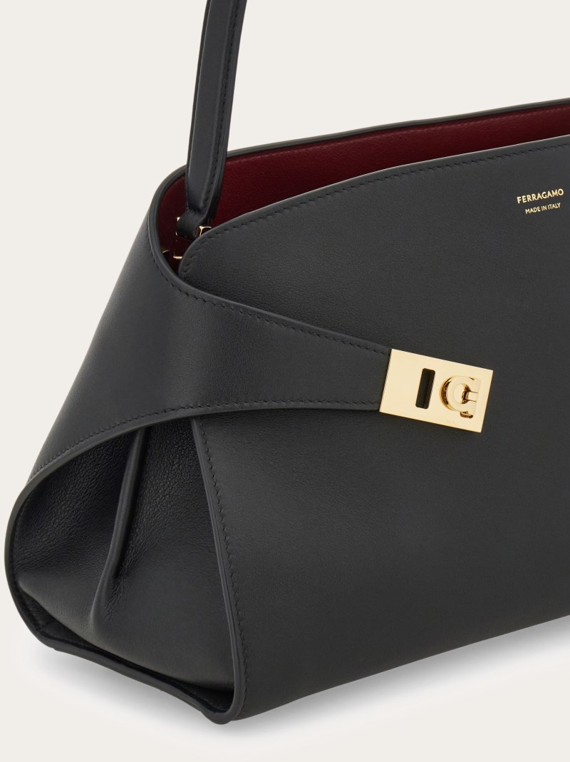Ferragamo | Women's Hug Soft Bicolor Shoulder Bag - Black/Burgundy