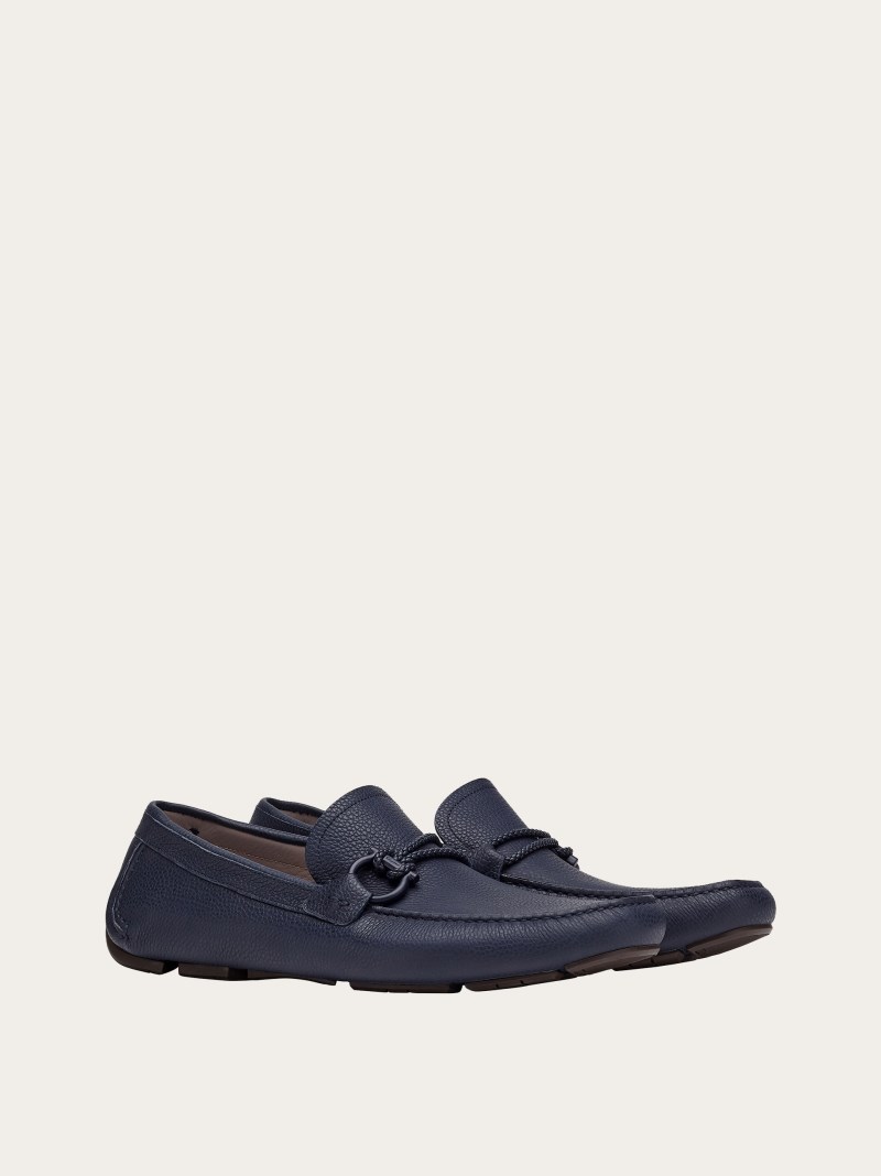 Ferragamo | Men's Driver With Gancini Ornament - Marine Blue