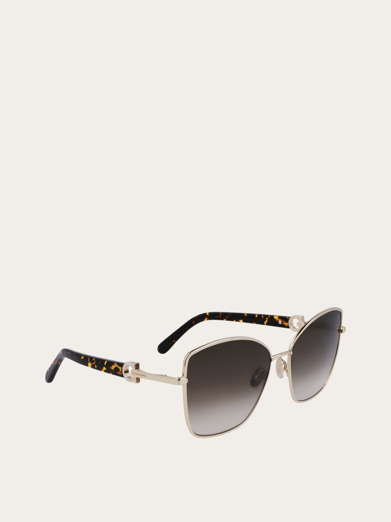 Ferragamo | Women's Sunglasses - Gold/Gradient Khaki