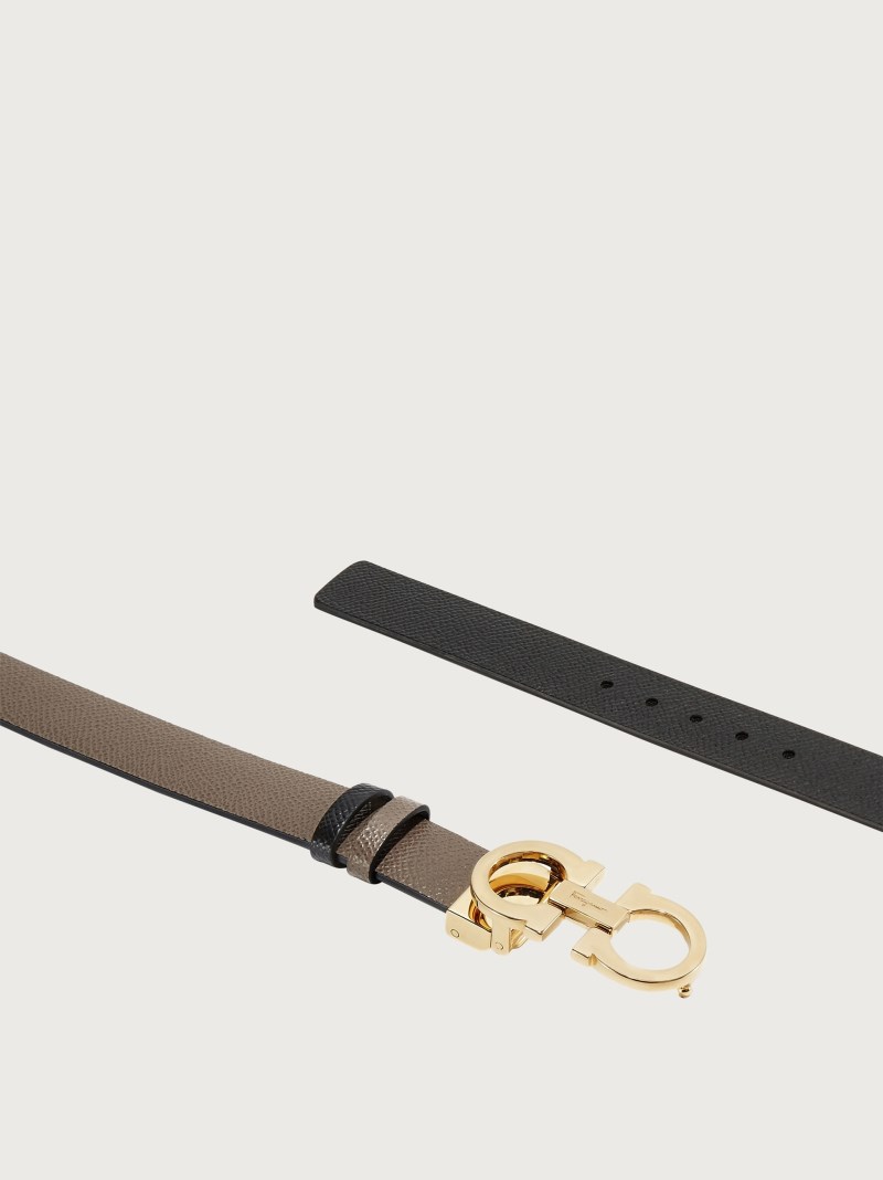 Ferragamo | Women's Reversible And Adjustable Gancini Belt - Caraway Seed/Black