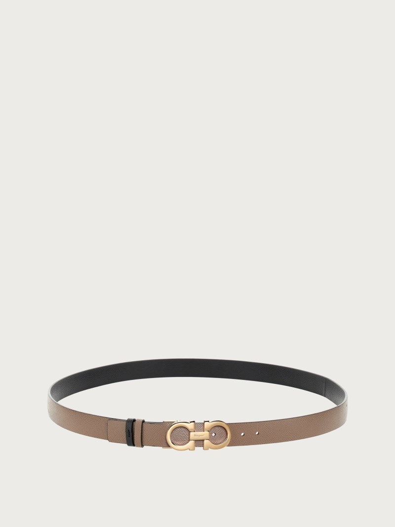 Ferragamo | Women's Reversible And Adjustable Gancini Belt - Caraway Seed/Black