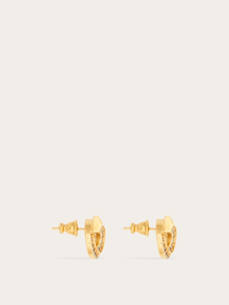 Ferragamo | Women's Gancini Earrings With Rhinestones - Gold (Size 14)