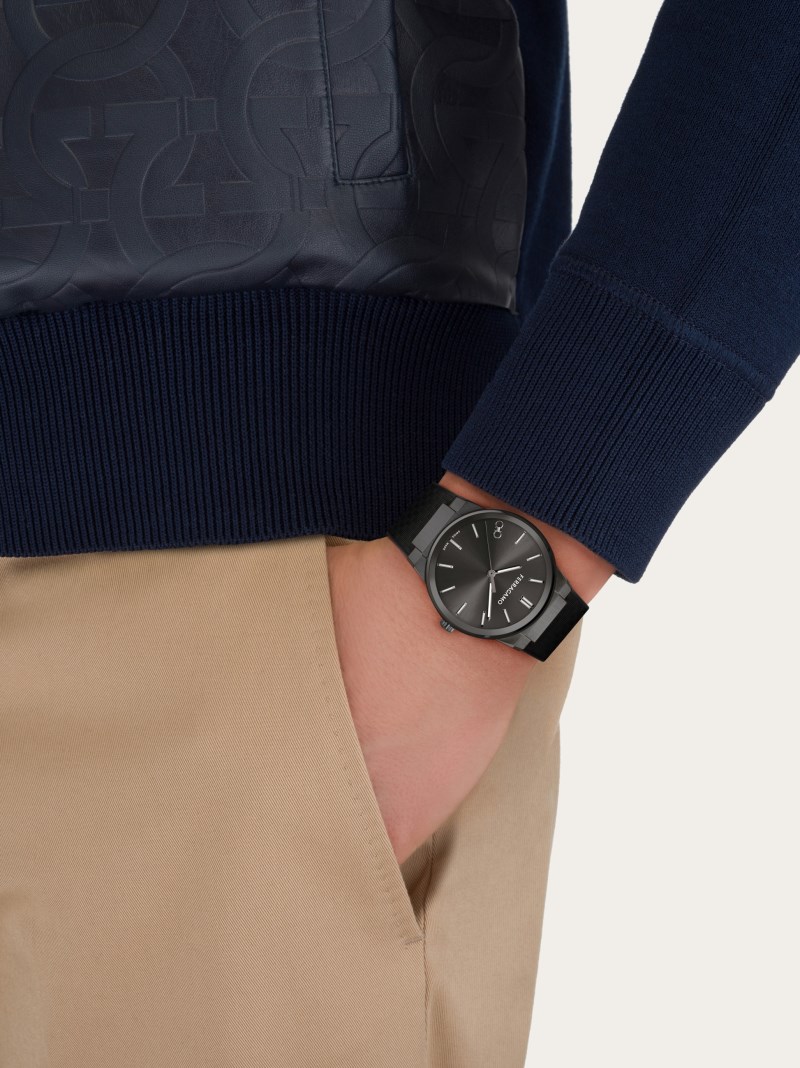 Ferragamo | Men's Sapphire Watch - Ip Black/Black