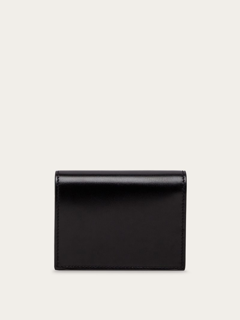 Ferragamo | Women's Gancini Compact Wallet - Black/Flame Red