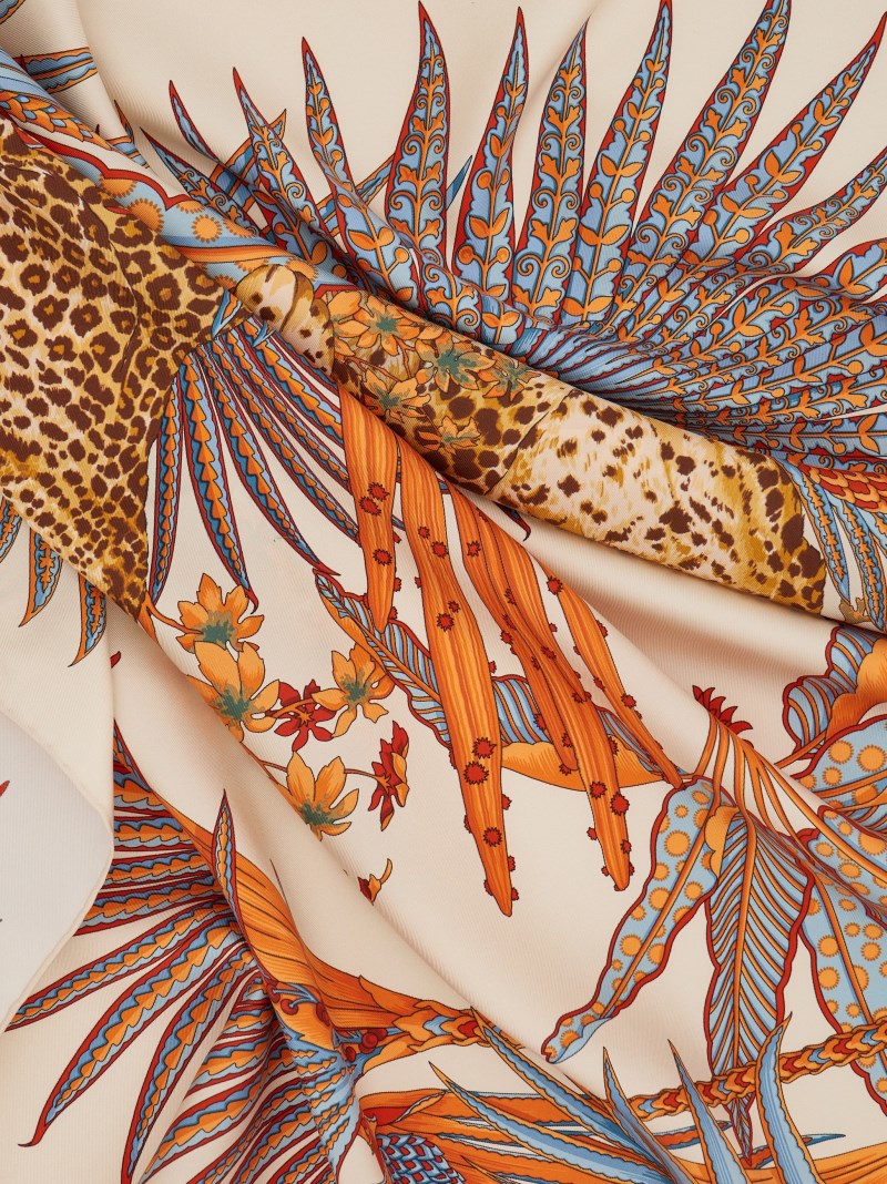 Ferragamo | Women's Leopard Print Silk Scarf - Mascarpone/Red/Fuchsia