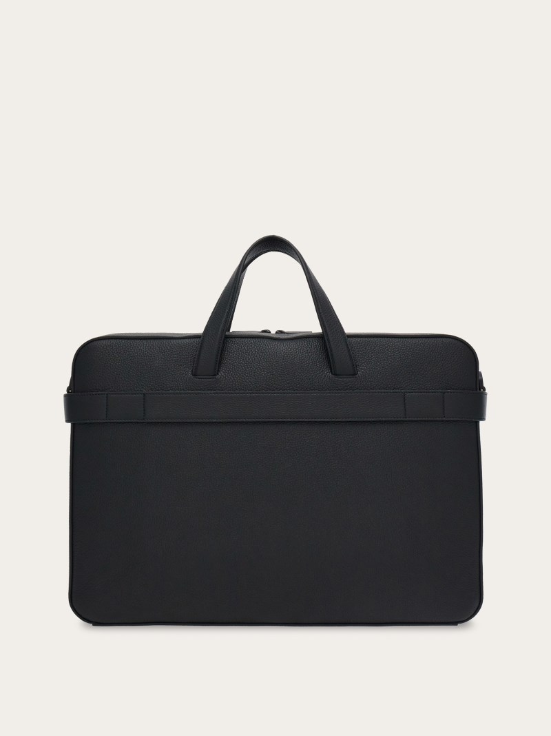 Ferragamo | Men's Business Bag With Gancini Buckles - Black