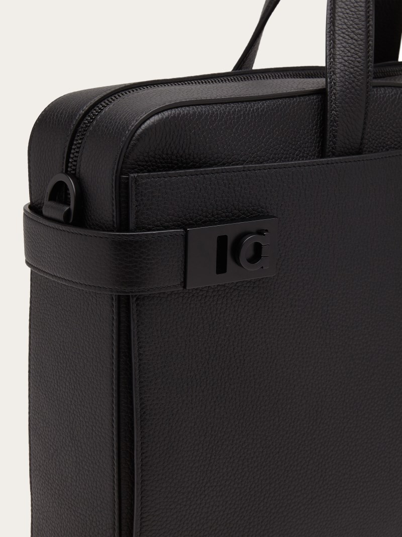 Ferragamo | Men's Business Bag With Gancini Buckles - Black