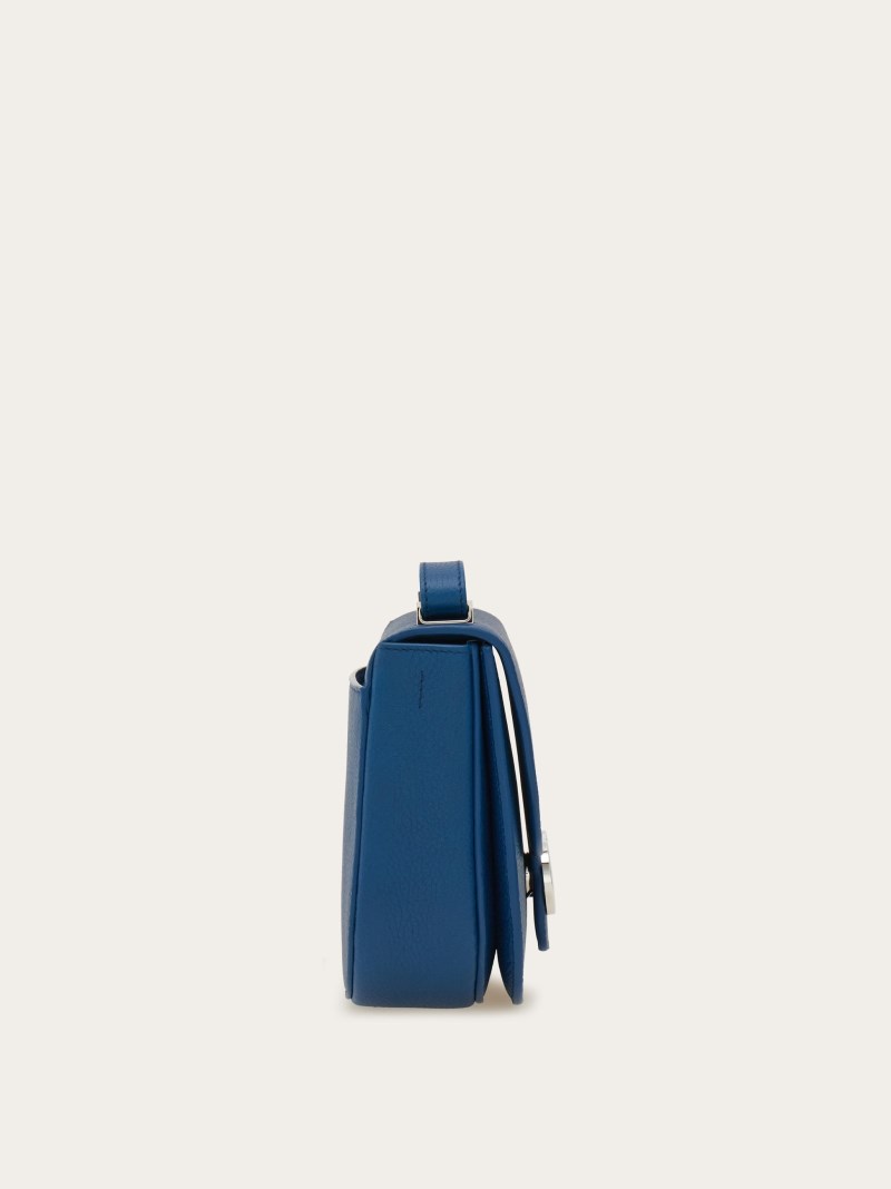 Ferragamo | Women's Double Gancini Crossbody Bag - Teal Blue
