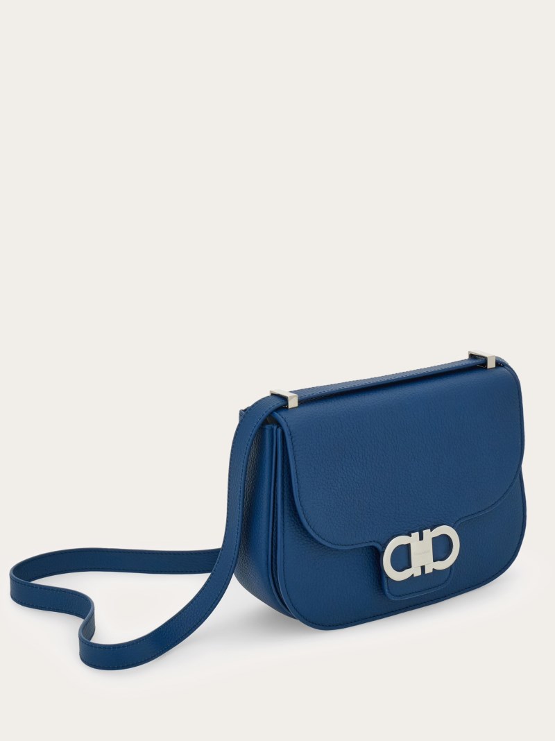 Ferragamo | Women's Double Gancini Crossbody Bag - Teal Blue