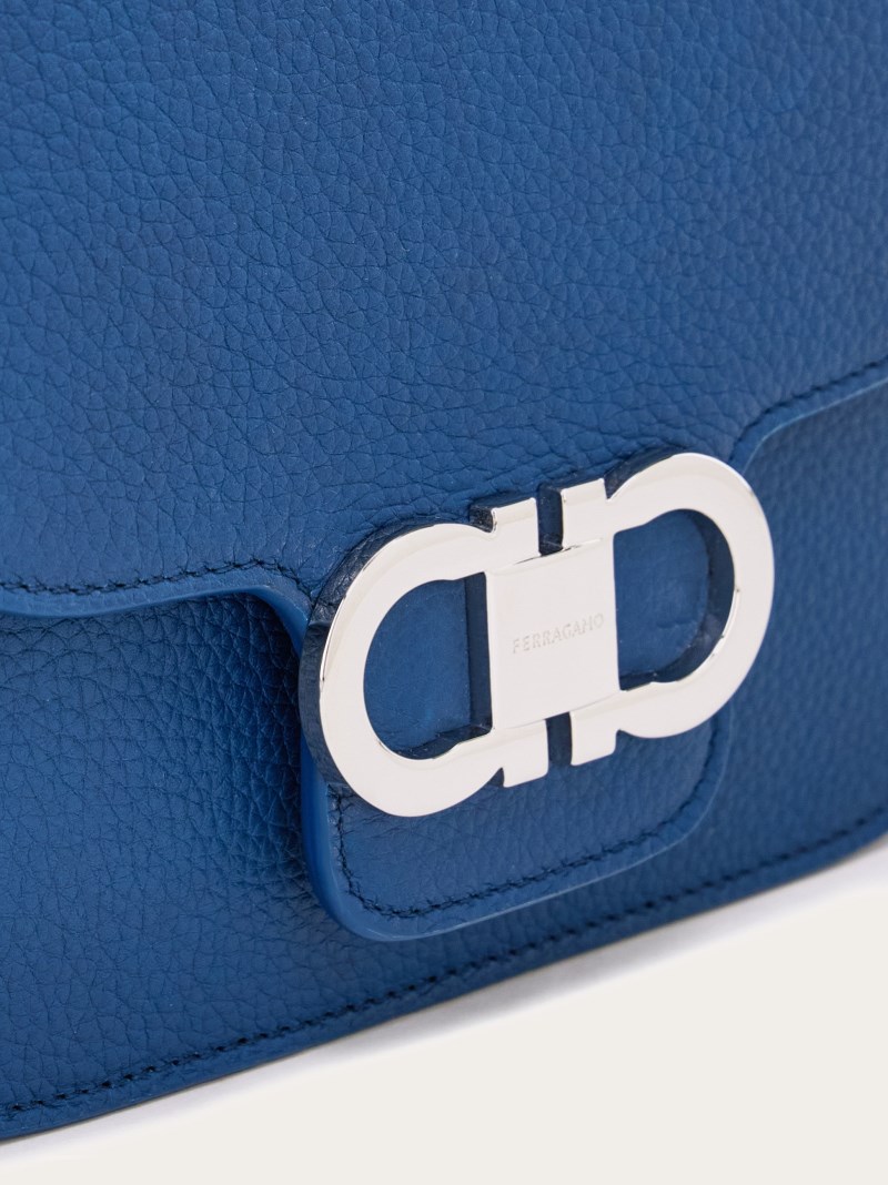 Ferragamo | Women's Double Gancini Crossbody Bag - Teal Blue