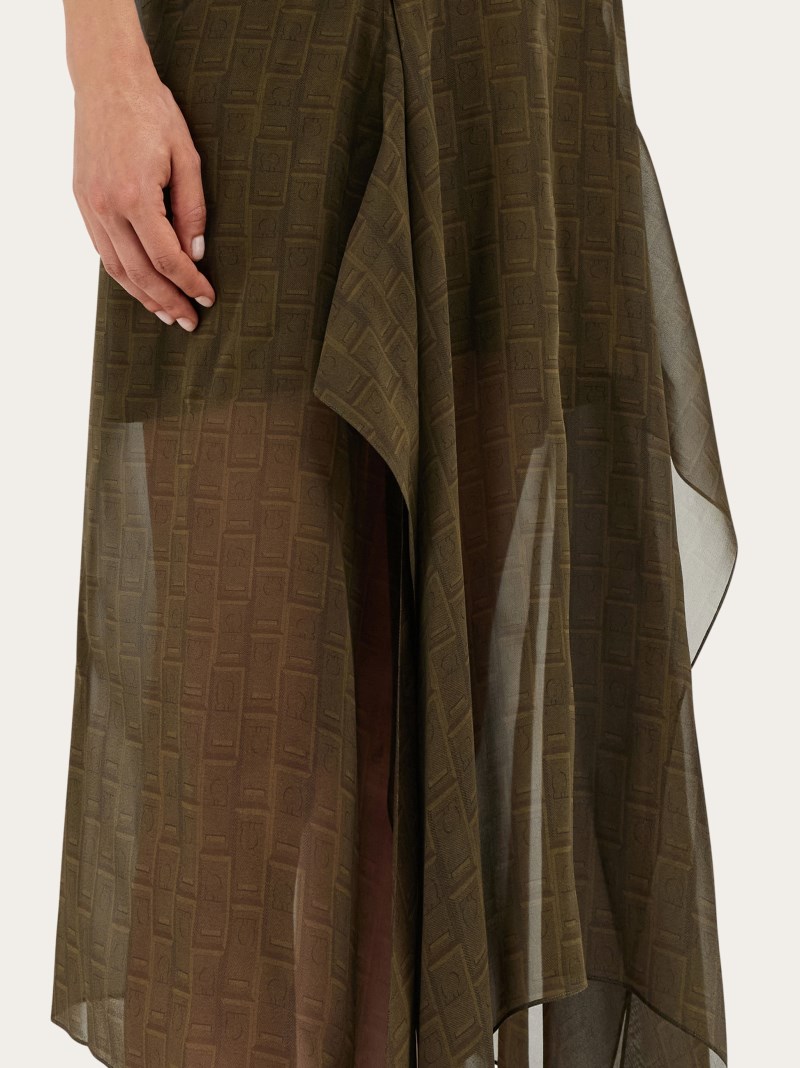 Ferragamo | Women's Monogram Georgette Dress - Olive Green