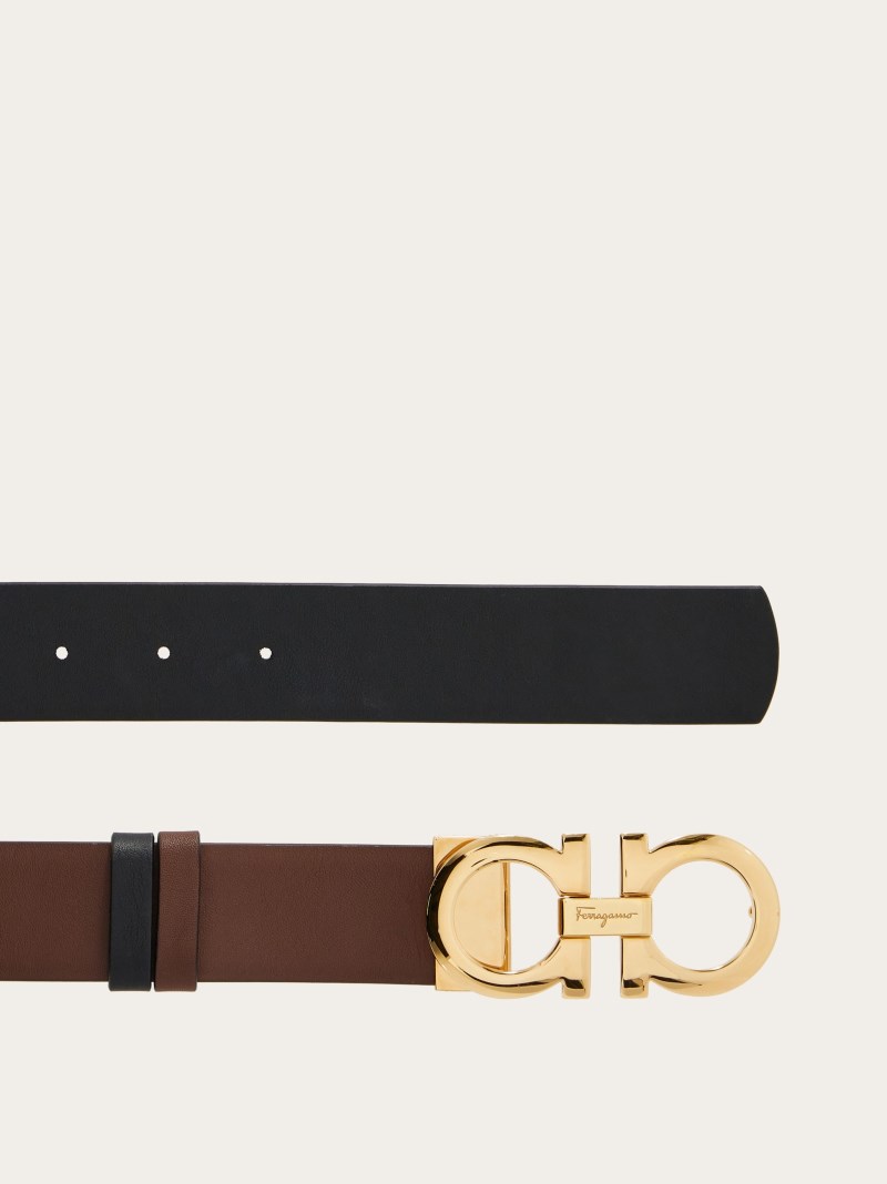 Ferragamo | Women's Reversible And Adjustable Gancini Belt - Cocoa/Black