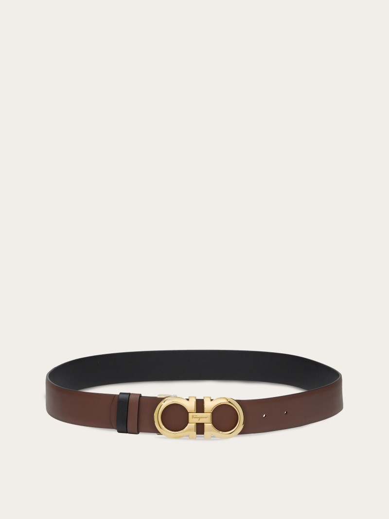 Ferragamo | Women's Reversible And Adjustable Gancini Belt - Cocoa/Black