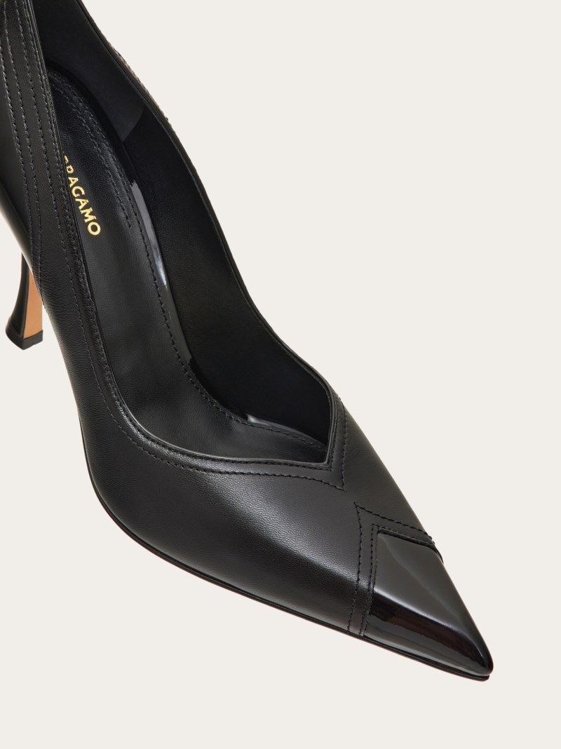 Ferragamo | Women's Pump With Contrasting Inlays - Black