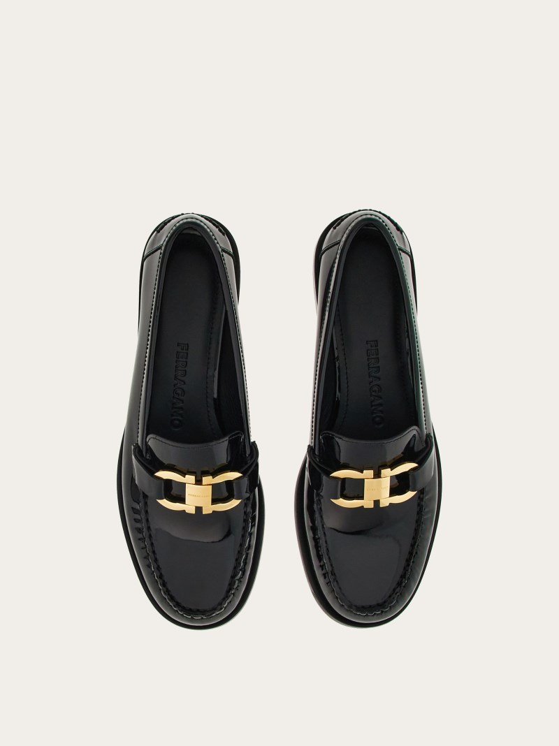 Ferragamo | Women's Moccasin With Gancini Ornament - Black