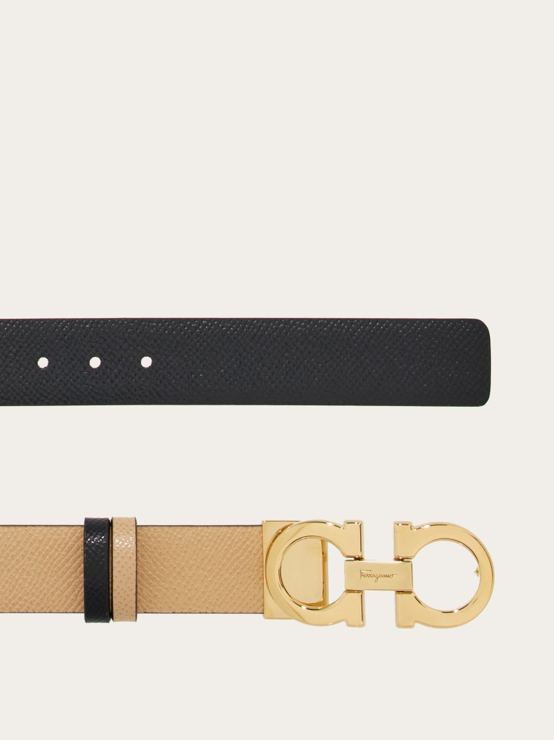 Ferragamo | Women's Reversible And Adjustable Gancini Belt - Macadamia/Black