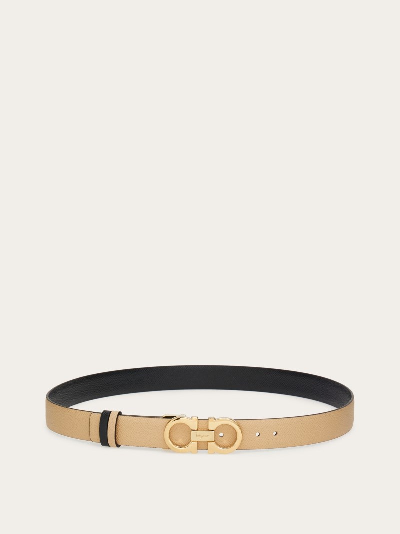 Ferragamo | Women's Reversible And Adjustable Gancini Belt - Macadamia/Black